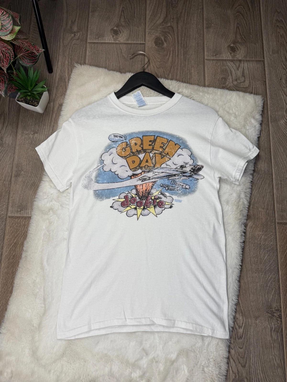 Green Day Dookie 2010 T-Shirt Men Size S White Graphic Band Tee Gildan XL
