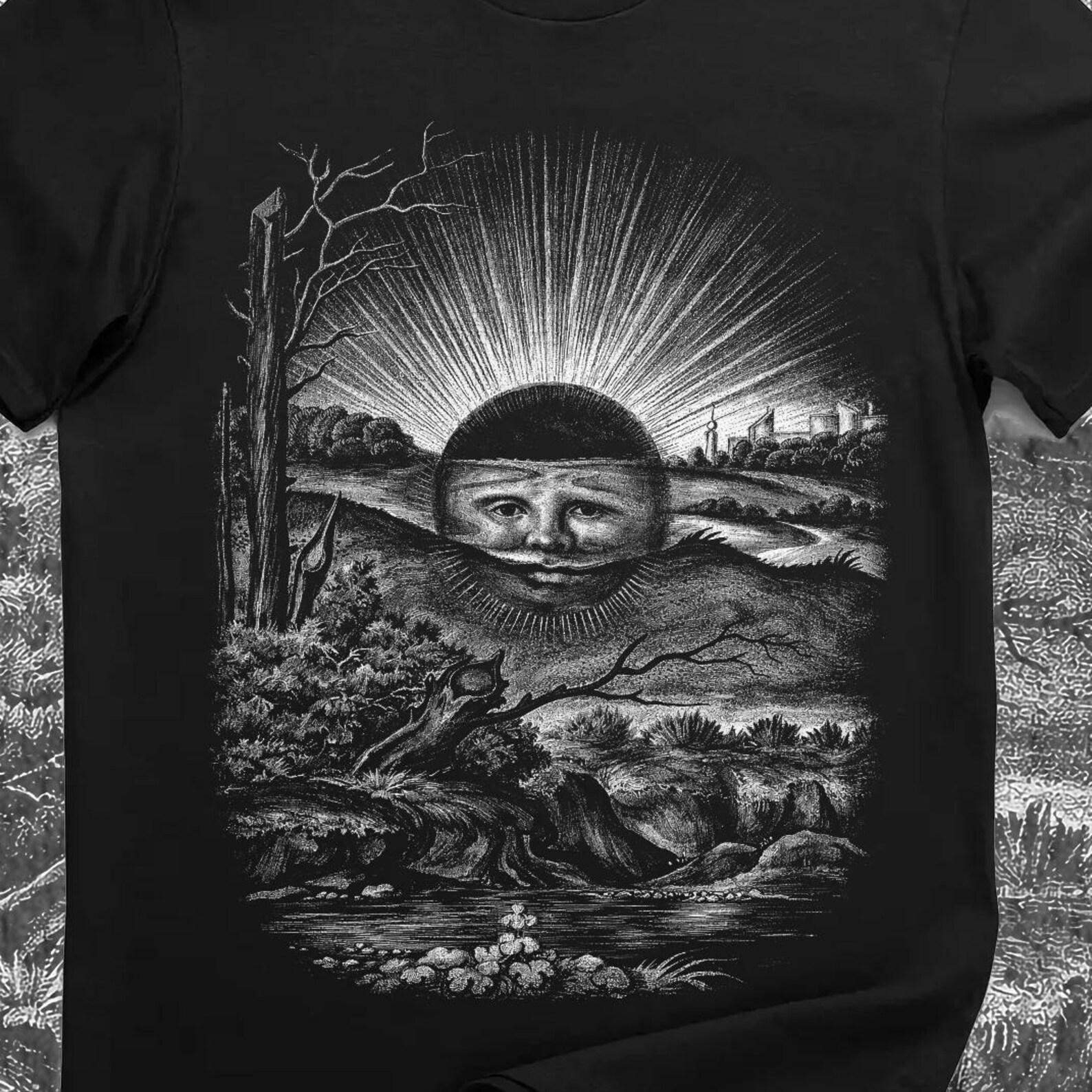 Black Sun Shirt – Sol Niger Occult Art Tee, Splendor Solis Alchemical Illustration, Dark Academia Vintage Symbolism T-Shirt M
