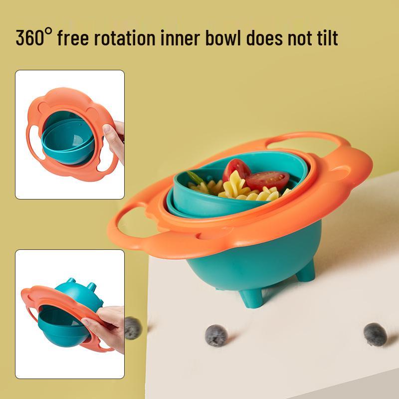 360° Baby Gyro Bowl: Non-Spill, Anti-Scald, Anti-Fall for Easy Feeding