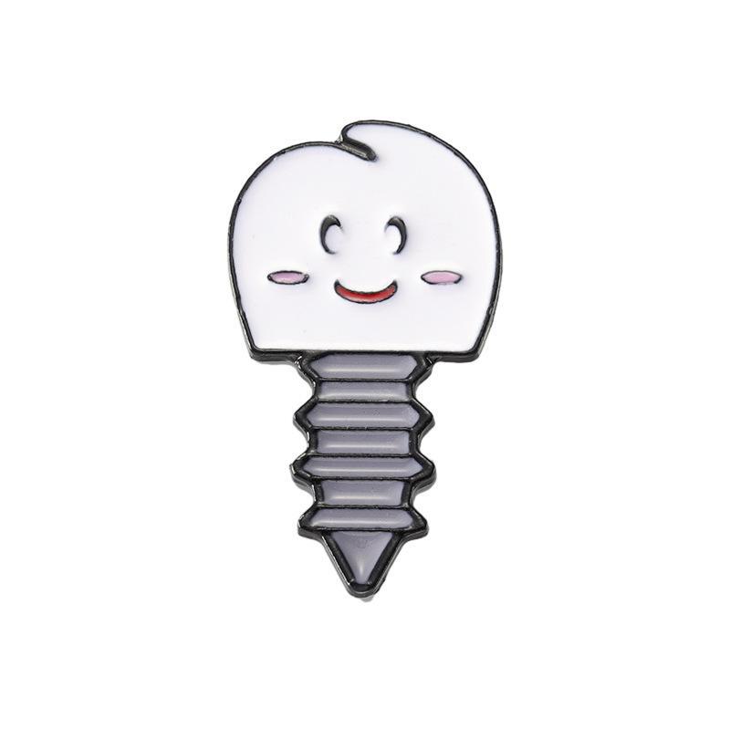 Cartoon Love Toothbrush Pin - Tooth-Shaped Alloy Brooch