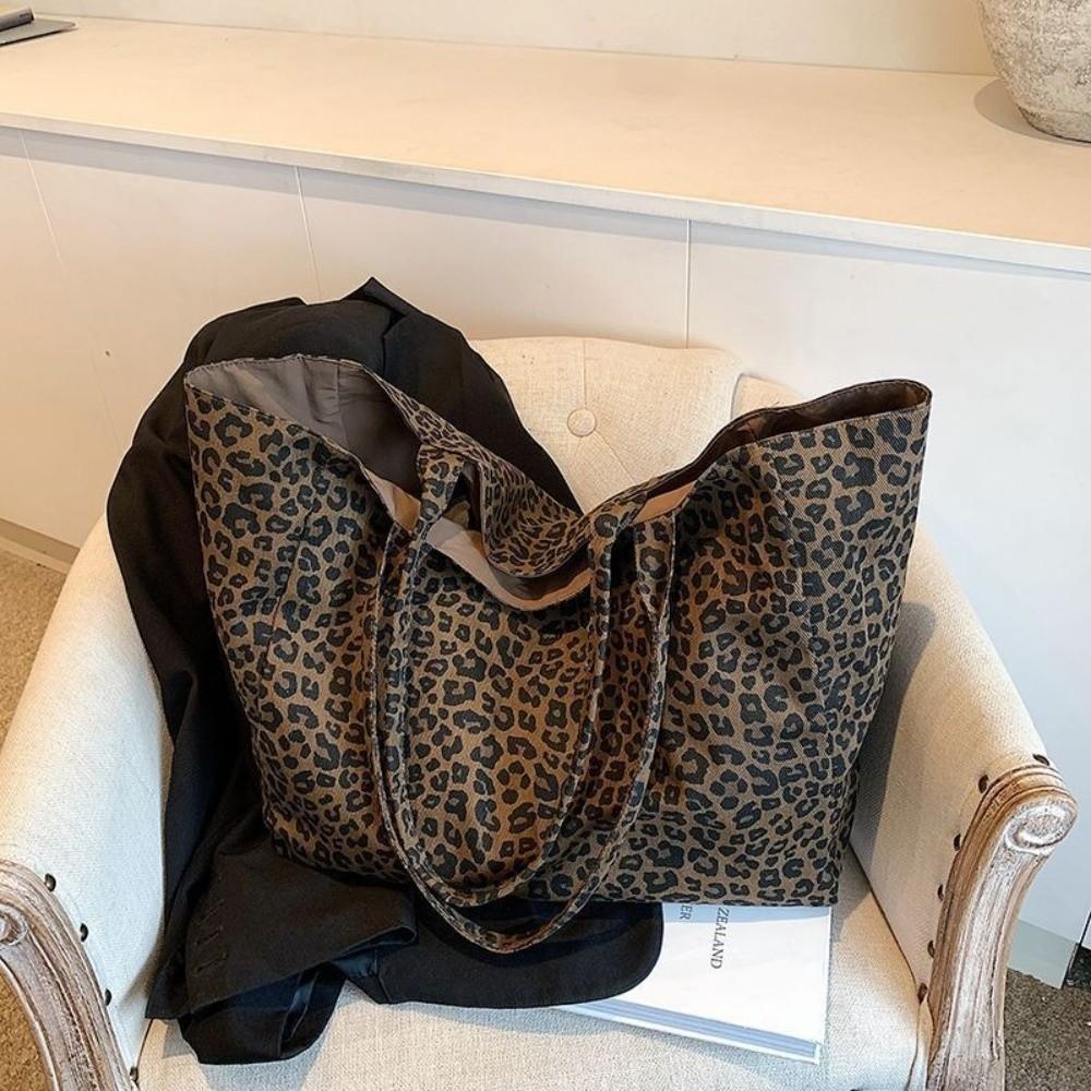 Lässige Leopardenmuster-Schultertasche Große Kapazität Textur Damen-Tragetasche Handtasche Achseltasche Umhängetasche
