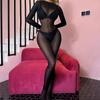 Sexy Hollow Out Fishnet Bodysuit Women Erotic Lingerie Full Sleeve Bodystockings Mesh Perspective Teddy Bodysuit Women Pantyhose