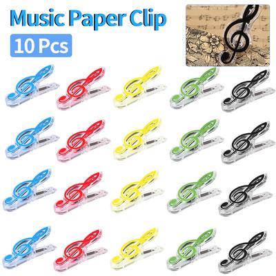 10Pcs Plastic Creative Music Paper Clips Musical Notes Paper Clip Holder Clamps Bookmark Office School Stationary Students Gifts