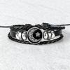 Luminous Sun and Moon Lovers Leather Bracelet - Vintage Punk Multilayer Beaded Design, Ideal Couple Gift