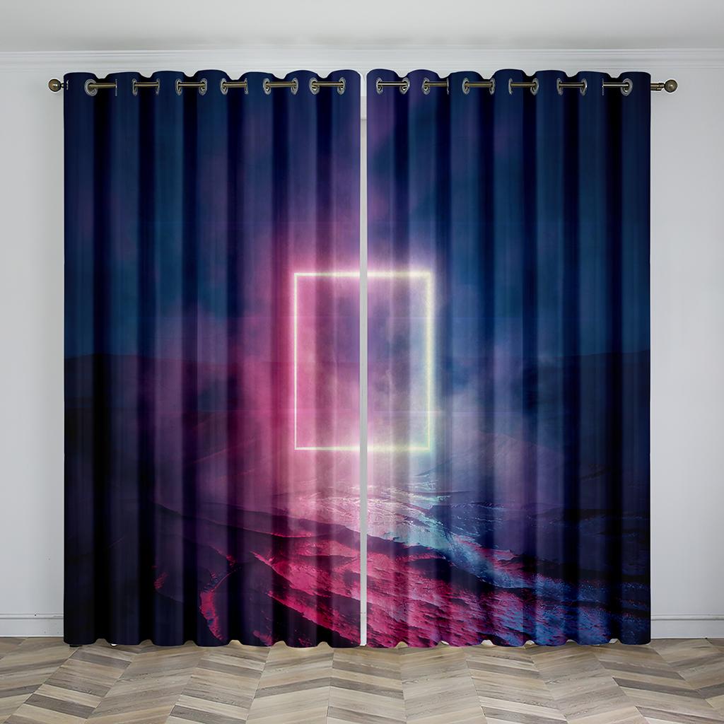 3D Dazzling Aperture Design Sunshade Curtains Living Room Home Decoration Curtain Boys Like Cool Style Thin Curtain 2 Panels