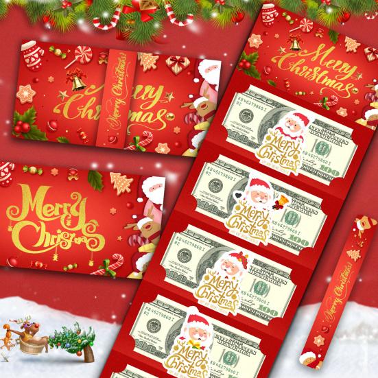 Christmas Cash Gift Envelopes 6 Slots Surprise Christmas Money Envelope for Cash DIY Holiday Money Gifts Card Holder Stocking Stuffers