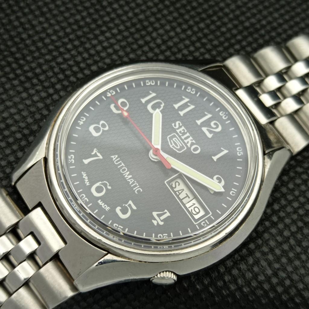 USED VINTAGE SEIKO 5 AUTOMATIC 6309A JAPAN MENS D/D BLACK WATCH 596-a312771-2 SKU596-a312771