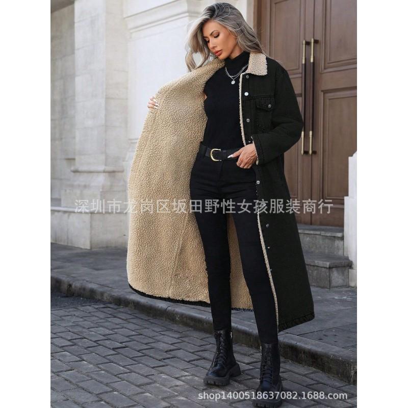 Womens Oversized Long Denim Jacket With