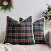 Christmas Plaid Throw Pillow Covers 18x18 Inch Vintage Farmhouse Winter Square Cushion Case for Living Room Couch Sofa Bed