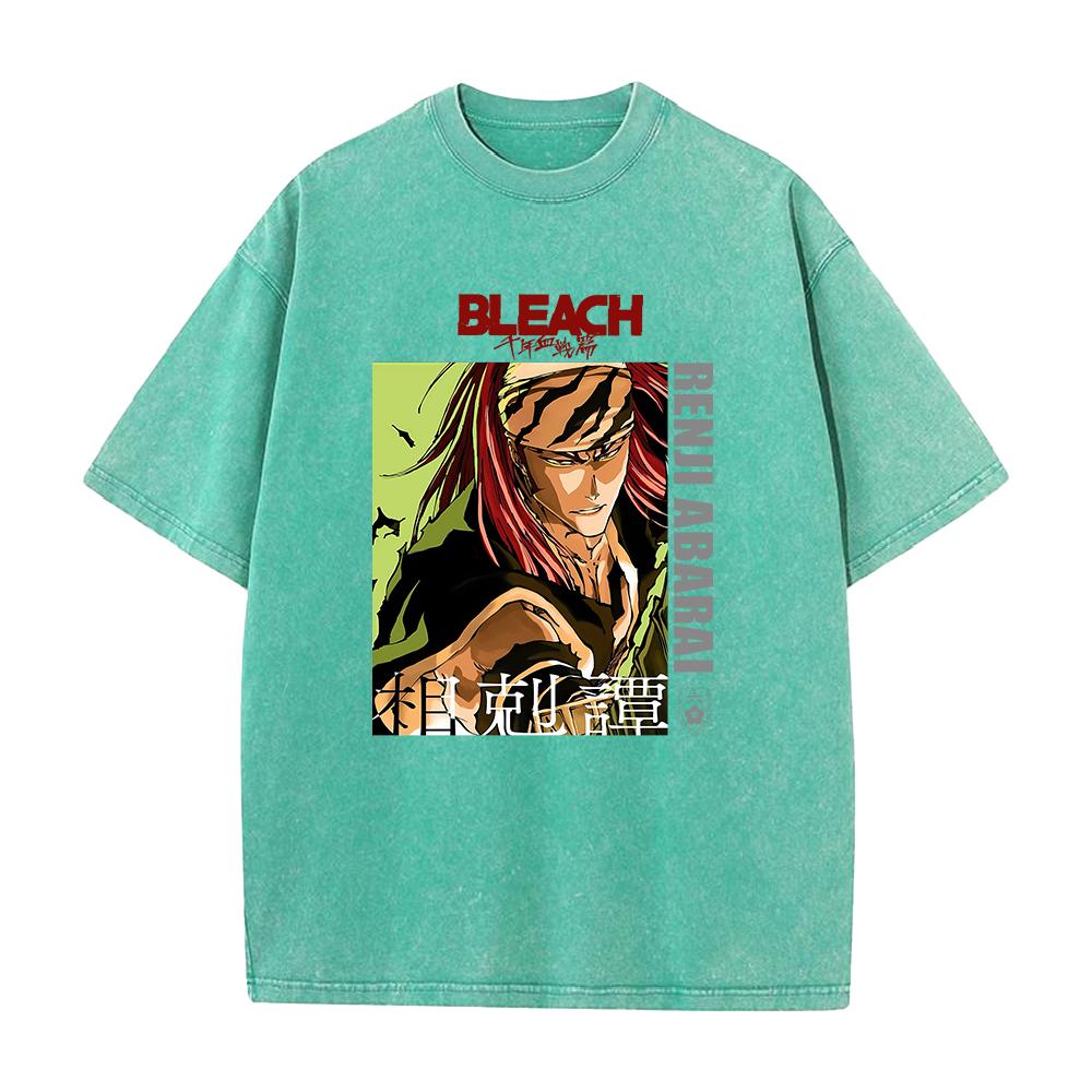 

Hot Anime BLEACH Abarai Renji Graphic T-shirt Men Washed Cotton Tshirts Oversized Casual Tee Harajuku Male Vintage T Shirt 4XL