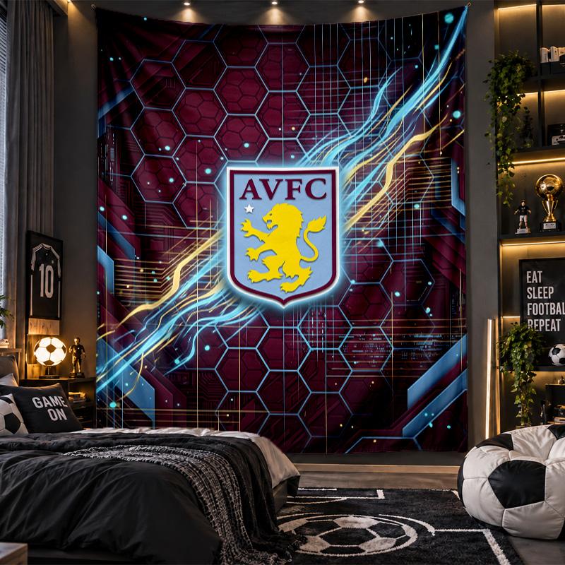 Wall Hanging Tapestry Aston Villa Football Print Cloth for Living Room Bedroom Home Decor