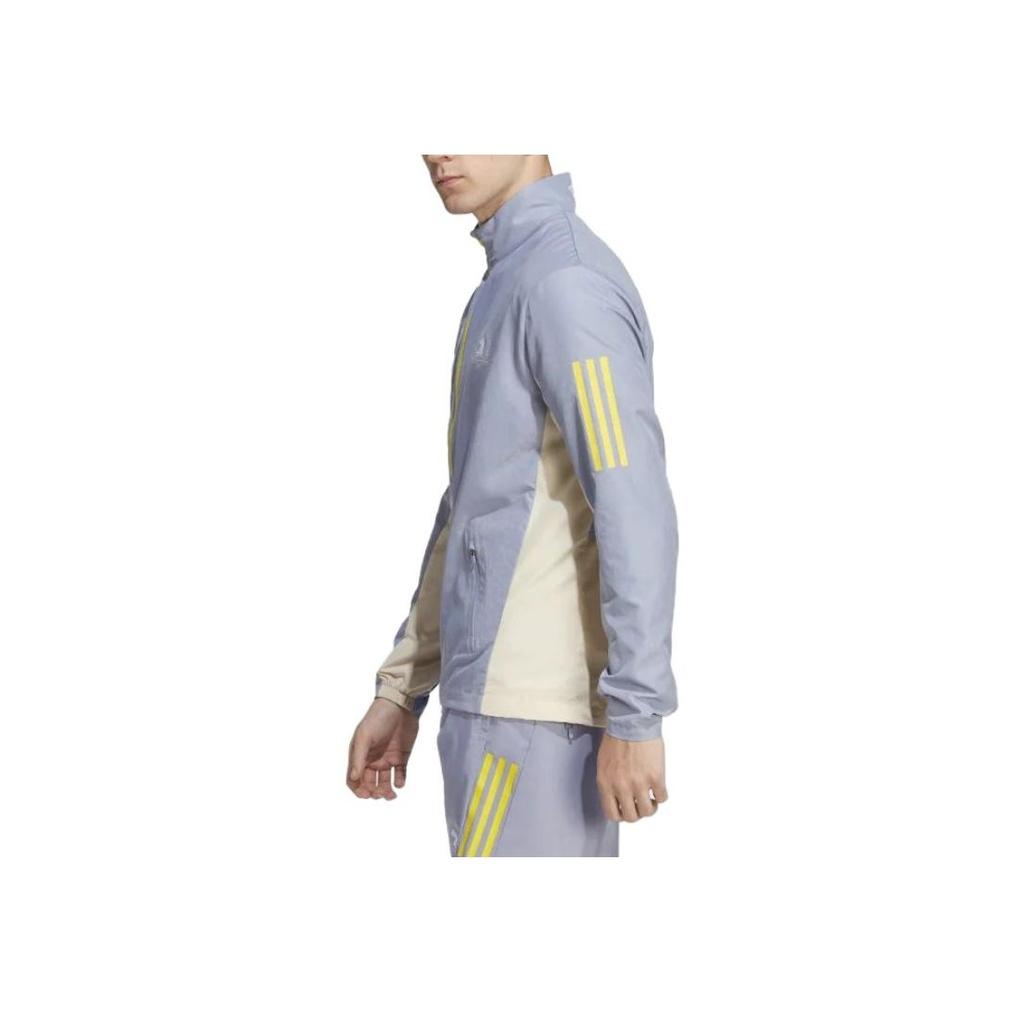 Adidas Solid Color Brand Logo Striped Letter Print Zipper Long Sleeve Stand Collar Jacket Men Jacket Purple HY0263