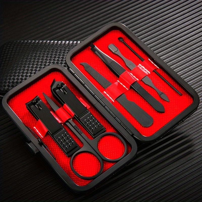 Stainless Steel Nail Clipper Cutter Trimmer Earpick Grooming Kit Manicure Pedicure Scissor Tweezer Nail Tools Set With Black Travel Case