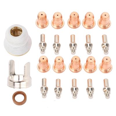 23PCS Set Plasma Cutter Torch Nozzles Tip Kit Plasma Cutter Torch Consumables 0.039in Electrode Nozzles Cups and Bracket