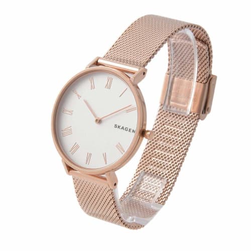 Skagen Women's HALD Watch SKW2714, Silver Dial, Rose Gold Mesh, Stainless Steel