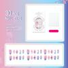 30-piece Set 3D Flower Press-on Nails Almond-shaped Pinkish Purple Artificial Nail Tips Gradient Pink Reusable Gel Fake Nails