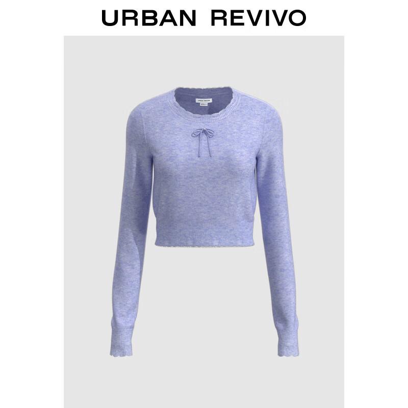 

Женский вязаный свитер с круглым вырезом и бантом S