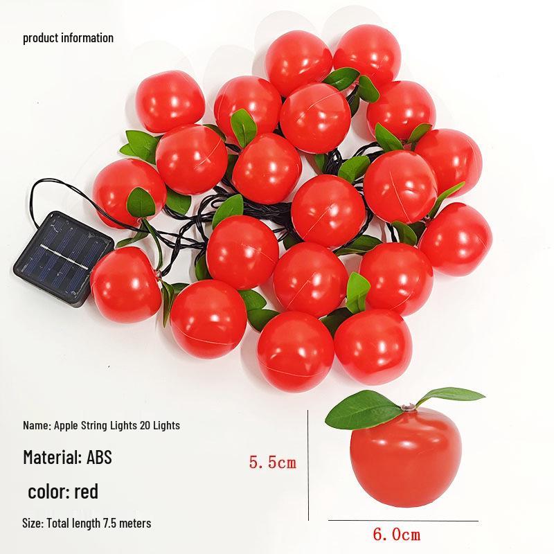 Waterproof Solar Fruit String Lights: Apple & Orange Harvest Festival Decoration