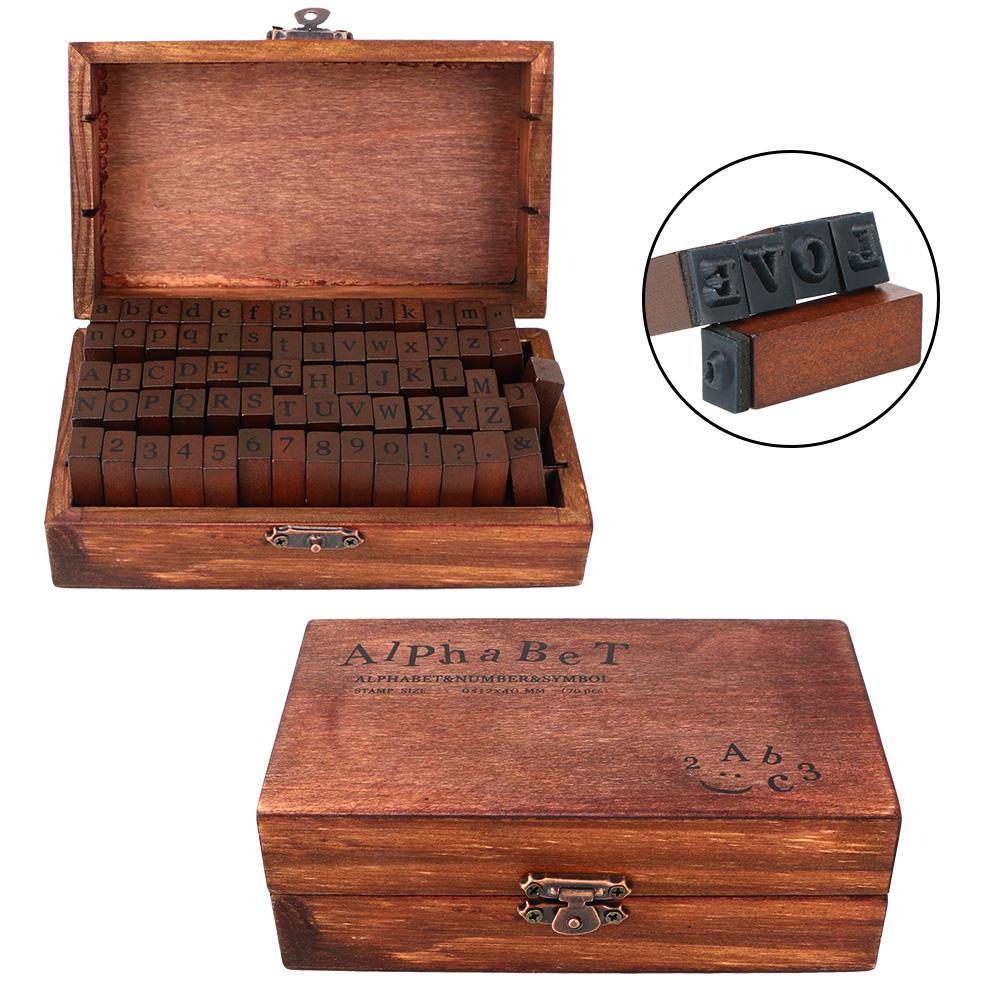 Number Alphabet Stamp 70pcs DIY Handmade Diary Ablum Wedding Letter Stamp Kids Number Seal Diary Decor Self Inking Wooden Box Seal