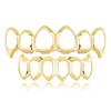 Eco-friendly Copper Hollow Teeth Grillz Top Bottom Set Anti Slip Teeth Jewelry  Rapper