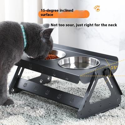 Stainless Steel Elevated Pet Feeder Adjustable Height Anti-Slip Dual Bowl Holder for Dog Cat Feeding