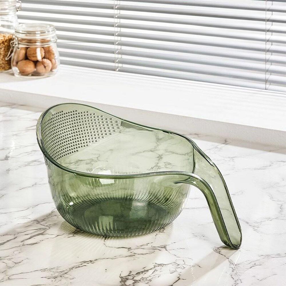 Thick Transparent PET Drain Rice Bowl Sturdy Vertical Grain Drain Basket Multifunctional Fruit Vegetable Washing Sieve Colander