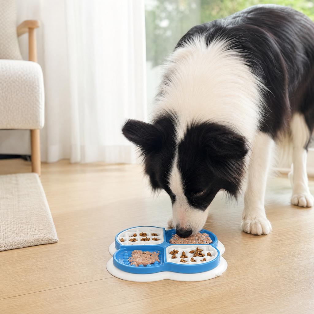 Pet Slow Feeder Lick Silicone Suction Pad for Cats and Dogs Blue and