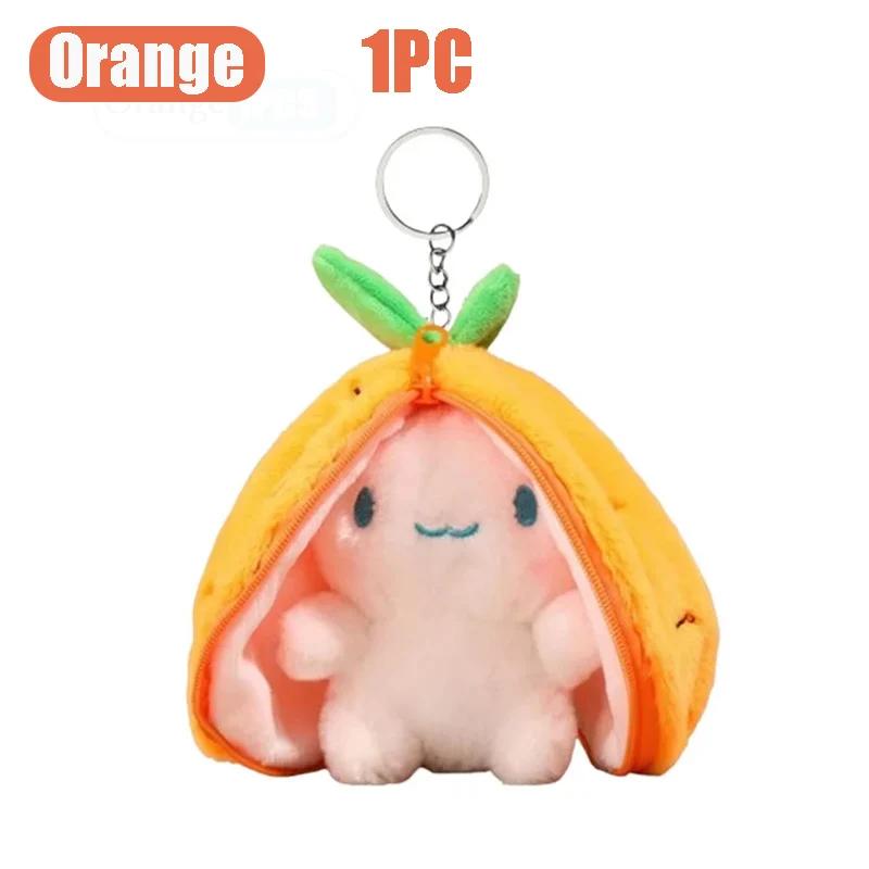 Cute Transform Strawberry Bunny Fruit Animal Plush Toy Key Chain Accessories Backpack Keychain Stuffed Animal Bag Pendant