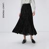 Langzi Artist Collaboration Pleated Textured A-line Midi Skirt