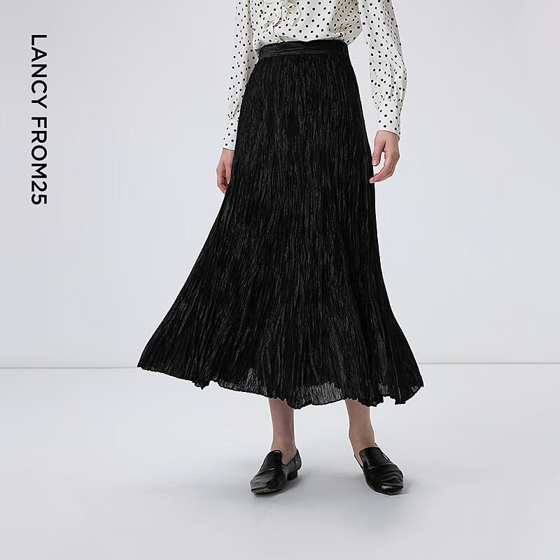 Langzi Artist Collaboration Pleated Textured A-line Midi Skirt