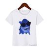 2024 Summer T-Shirt For Kids Funny Sharking With Sharkdog Cartoon Print Children'S Tshirt Boy Clothes White Shortsleeved Tops