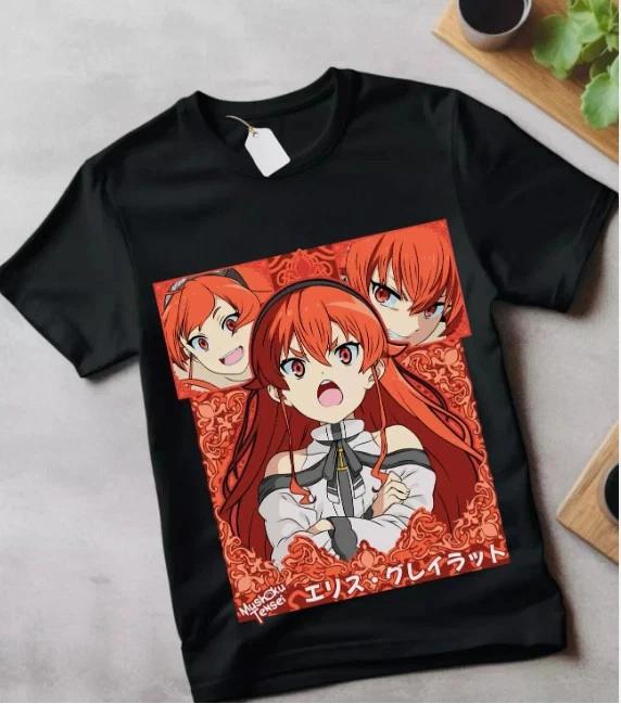 Anime Mushoku Tensei Roxy Migurida Black T Shirt Size S 4XL S