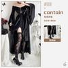 Costume di Halloween gotico scuro strega abito lungo vampiro mietitore abito nero