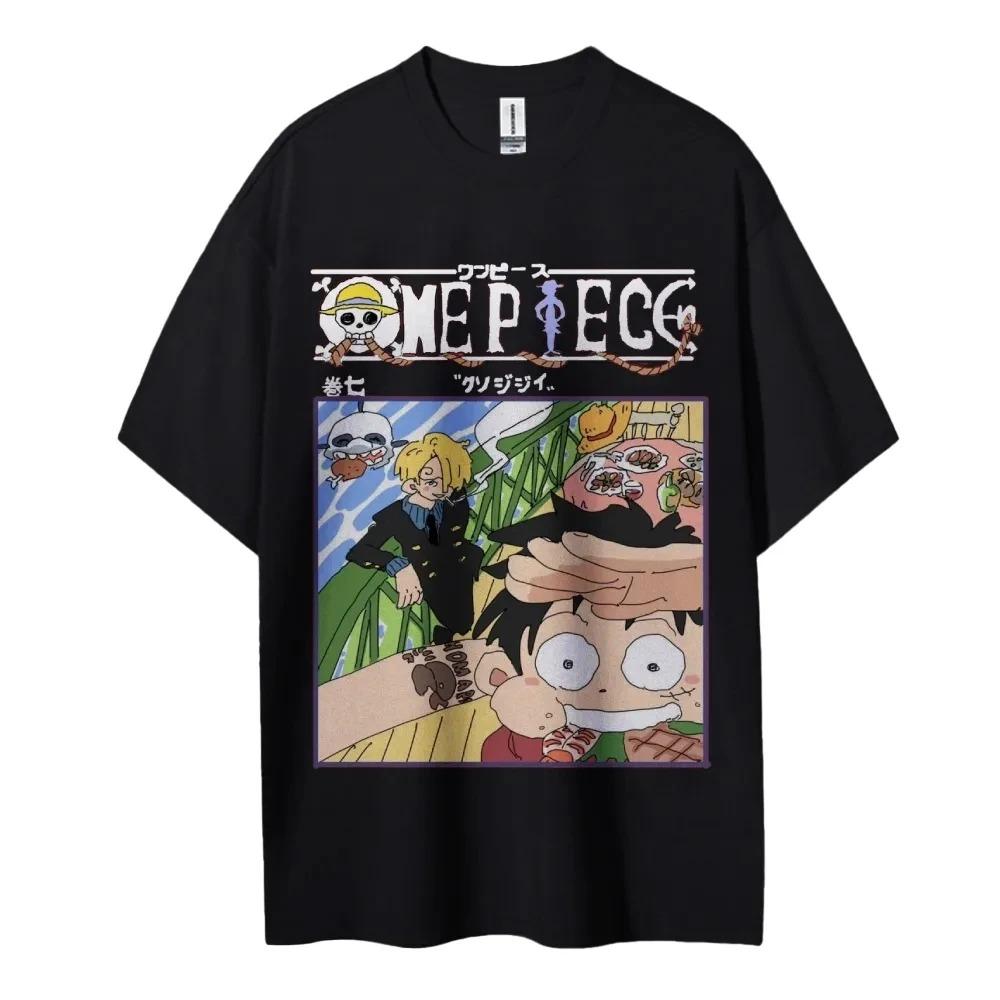 One Piece Animation Derivatives Luffy Sanji Printing Men's and Women's Summer Fashion Breathable Street Short-sleeved T-Shirt