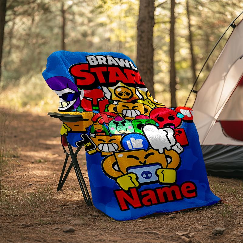Personalized Custom Name Blanket - Brawl Stars Print Design,Blanket for Sofa,Bed,Travel,Camping - Soft and Warm, Great Gift