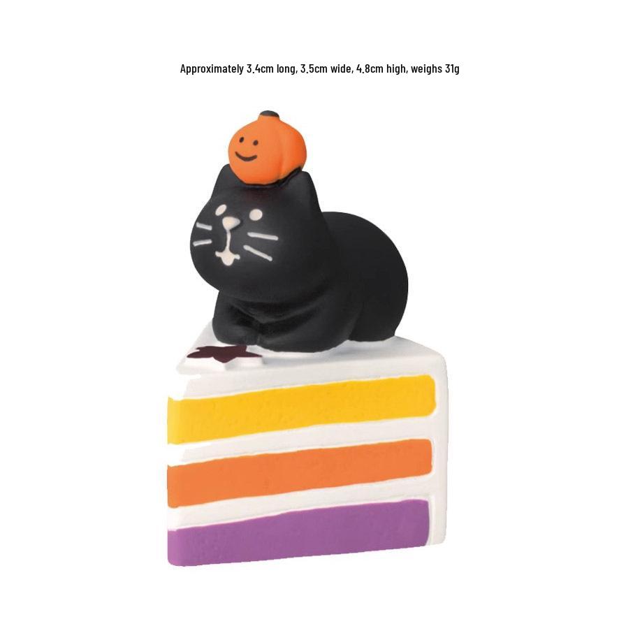 Japanese Cat Halloween Resin Ornaments – Handmade DIY Trendy Toy Figures