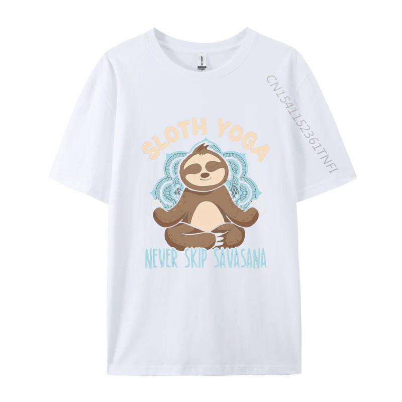 Sloth Yoga Never Skip Savasana Fitnes Tshirts Men Cotton Printing TShirt Fashion Tshirt Gothic Animes