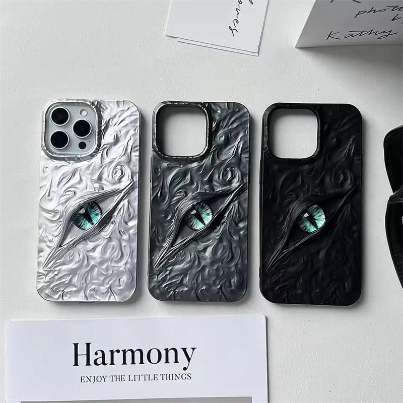 Cool 3D Evil Eyes Phone Case For iPhone 17 Air 16 15 14 13 12 11 Pro Max Plus Frosted Electroplated Shockproof Soft TPU Cover