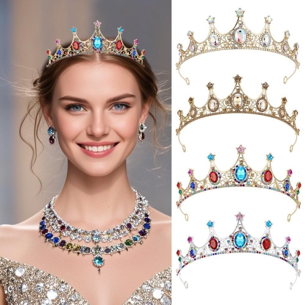 Rhinestone Queen Princess Crown Baroque AB Crystal Headwear Bridal Tiara Headband  Birthday Gift
