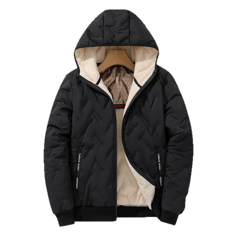 Lamb fleece graphene cotton jacket men's winter loose plus size fleece thickened cotton jacket jacket top cotton jacket cotton jacket