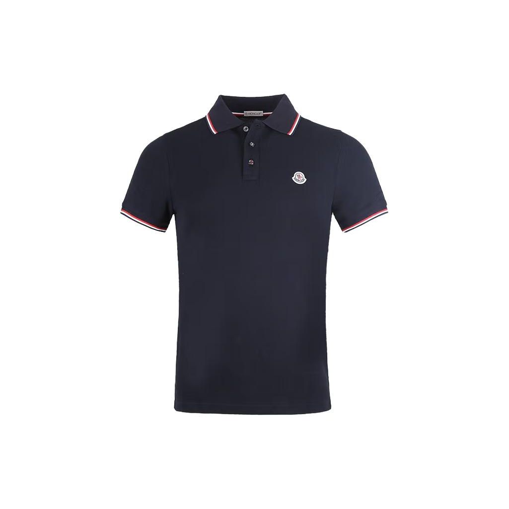 Moncler Īsām Piedurknēm Polo Melns/Tumši Zils