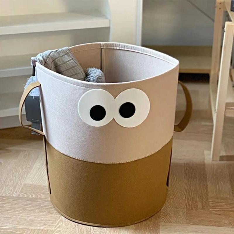 

35x35cm Foldable Felt Storage Frame, Toy And Miscellaneous Storage Dirty Clothes Basket Storage Organizer Grocery Bag Holder 35cm коричневий