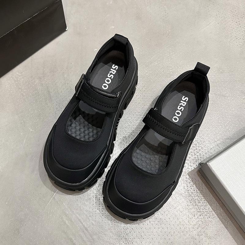 

Fashion casual Velcro silver light mouth platform single shoes women s shoes new spring versatile height increase Mary Jane 40 чёрный