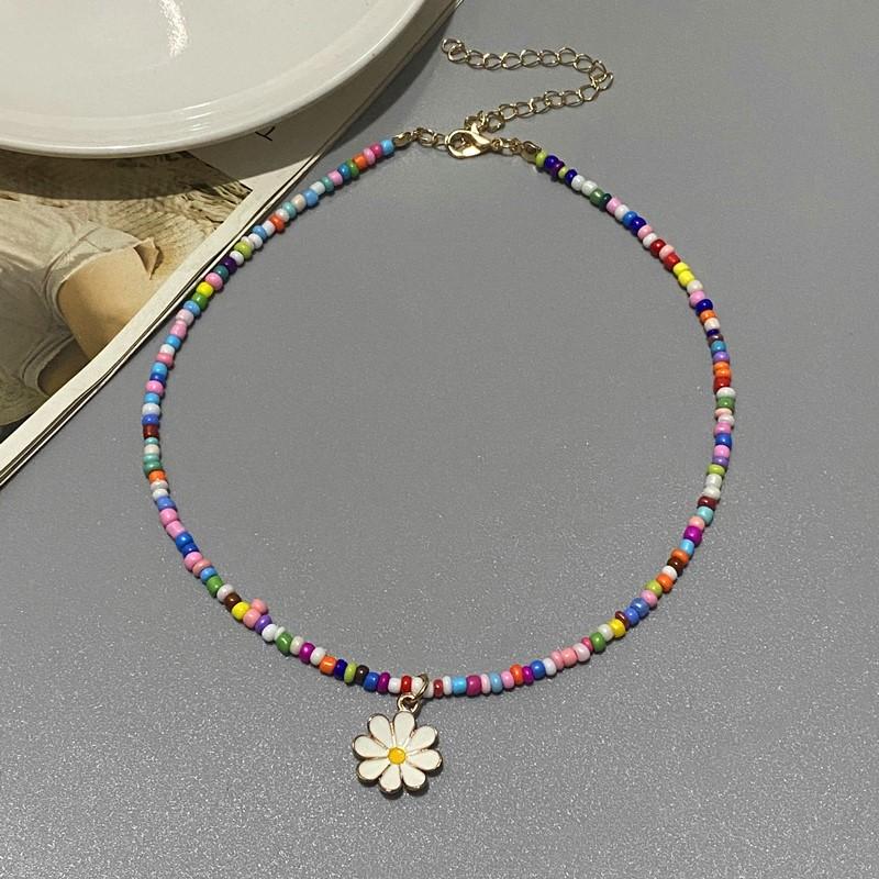 New Fashion Flower Choker Seed Beads Necklace for Girl Women Pendant Collar Jewelry Gift for Friend Necklace