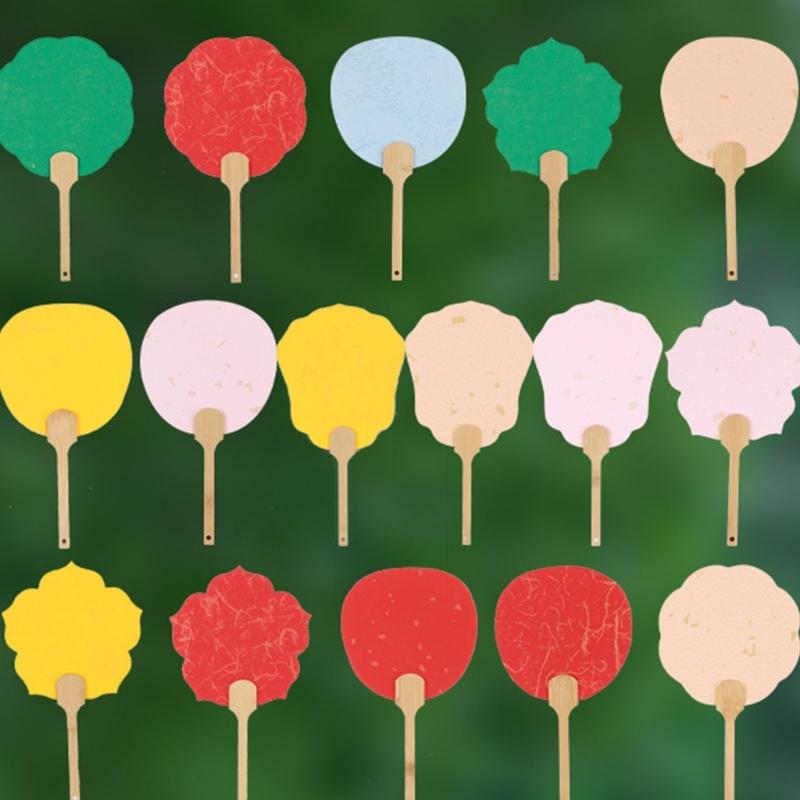 Ancient Fan Paper Hand Fan Round Rice Paper Fan Blank Chinese Painting Group Fan Party Gift Home Decorations