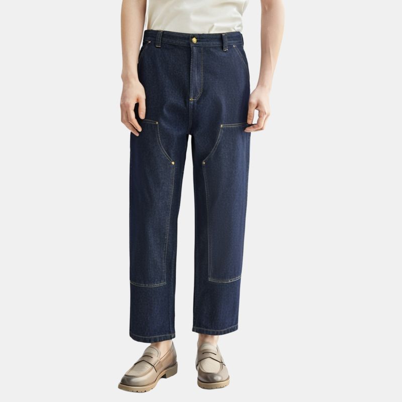 Carhartt WIP SS23 Double Knee Pant Casual Loose Long Denim Pants Men Pants Blue I032106-01-02