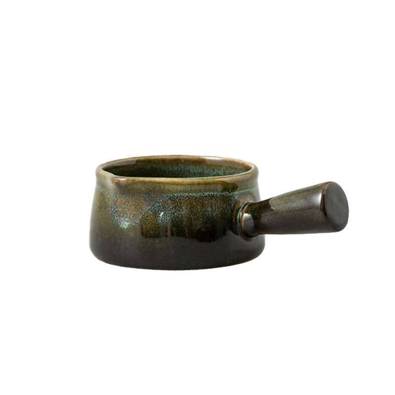 1 шт. Соусница Гладкая С изменением цвета в печи Повседневная Блюдо Экономия места Японская Настольная С ручкой Легко моющаяся Винтажная Пищевая 100x35мм зелёный