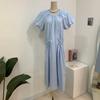 C S In The Room Balloon Sleeve bandIng Short Sleeve Long dreSS 3Color C