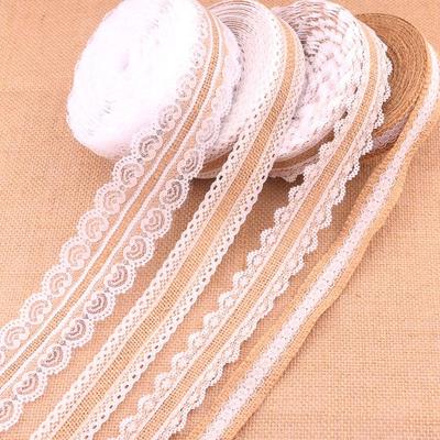 Burlap Roll with Dual-Sided Lace for DIY Crafts, Weddings, and Christmas Decorations