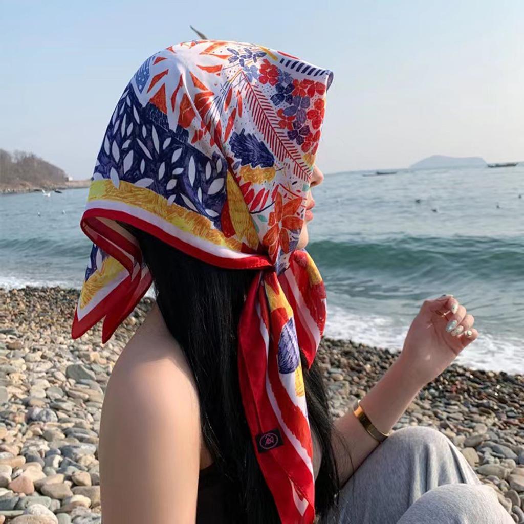 Bright Color Vacation Headscarf with Leaf Patterns Great for Female and Girl Beach and Casual Wear Sunproof Headpiece